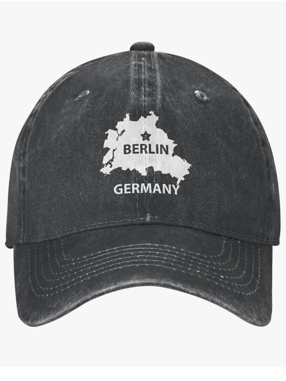 Berlin Germany Washed Black Baseball Cap